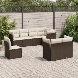 vidaXL Set canapele de grădină cu perne, 8 piese, maro, poliratan (3217933)