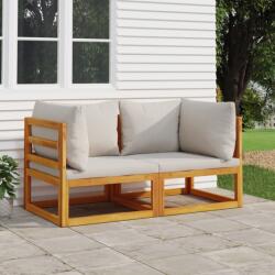 vidaXL Canapele colț modulare, 2 buc, perne gri deschis, lemn acacia (360008) - comfy