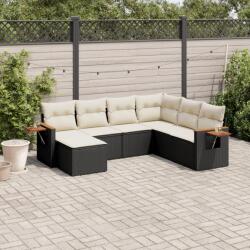 vidaXL Set canapele de grădină cu perne, 7 piese, negru, poliratan (3227043)