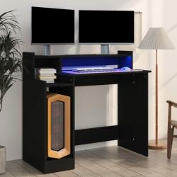 vidaXL Birou cu lumini LED, negru, 97x45x90 cm, lemn prelucrat (805553) - comfy