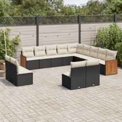 vidaXL Set mobilier de grădină cu perne, 13 piese, negru, poliratan (3228163)