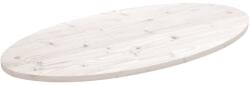 vidaXL Blat de masă, alb, 100x50x2, 5 cm, lemn masiv de pin, oval (824331)