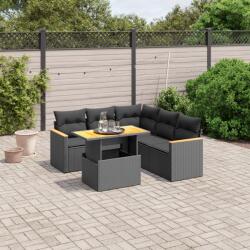 vidaXL Set mobilier de grădină cu perne, 6 piese, negru, poliratan (3273071)