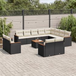 vidaXL Set mobilier de grădină cu perne, 13 piese, negru, poliratan (3226518)