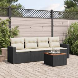 vidaXL Set mobilier de grădină cu perne, 5 piese, negru, poliratan (3223998)