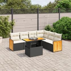 vidaXL Set canapele de grădină cu perne, 7 piese, negru, poliratan (3273975)