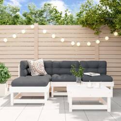 vidaXL Set mobilier relaxare de grădină 5 piese alb lemn masiv de pin (3186516)