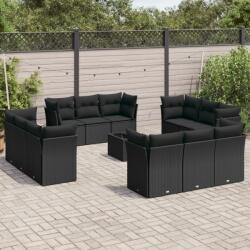 vidaXL Set mobilier de grădină cu perne, 13 piese, negru, poliratan (3249174)
