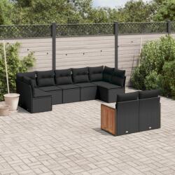 vidaXL Set mobilier de grădină cu perne, 9 piese, negru, poliratan (3260368)