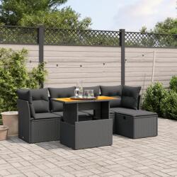 vidaXL Set mobilier de grădină cu perne, 6 piese, negru, poliratan (3275463)