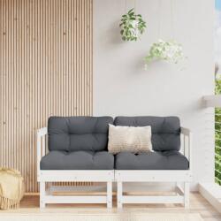 vidaXL Canapea de colț de grădină, 2 buc. , alb, lemn masiv de pin (825395)