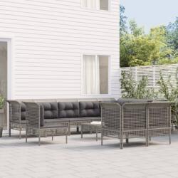 vidaXL Set mobilier de grădină cu perne, 11 piese, gri, poliratan (3187583) - comfy