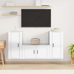 vidaXL Set comodă TV, 3 piese, alb extralucios, lemn prelucrat (3188528) - comfy