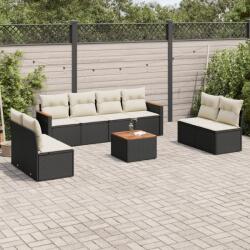 vidaXL Set mobilier de grădină cu perne, 9 piese, negru, poliratan (3258297)