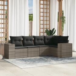 vidaXL Set canapea de grădină cu perne, 5 piese, gri, poliratan (3254867)