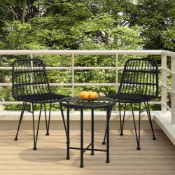vidaXL Set mobilier de grădină, 3 piese, negru, poliratan (3157832) - comfy