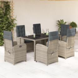 vidaXL Set mobilier de grădină cu perne, 7 piese, gri, poliratan (3212216)