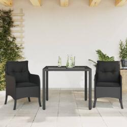 vidaXL Set mobilier de grădină cu perne, 3 piese, negru, poliratan (3211848)