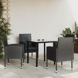 vidaXL Set mobilier de grădină, 5 piese, negru, poliratan și oțel (3203345) - comfy