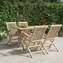 vidaXL Set mobilier de grădină, 5 piese, gri, lemn masiv de tec (3155043) - comfy