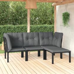 vidaXL Set mobilier de grădină, 4 piese, negru și gri, poliratan (3187747) - comfy