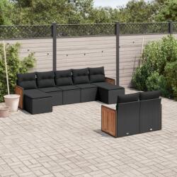 vidaXL Set mobilier de grădină cu perne, 9 piese, negru, poliratan (3260480)