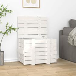 vidaXL Cutie de depozitare, alb, 58x40, 5x42 cm, lemn masiv de pin (824994) - comfy