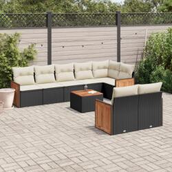 vidaXL Set mobilier de grădină cu perne, 9 piese, negru, poliratan (3227834)