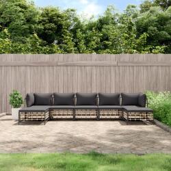 vidaXL Set mobilier de grădină cu perne, 7 piese, antracit, poliratan (3186783) - comfy