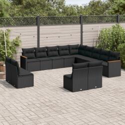 vidaXL Set mobilier de grădină cu perne, 13 piese, negru, poliratan (3226482)