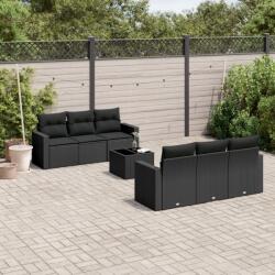 vidaXL Set canapele de grădină cu perne, 7 piese, negru, poliratan (3251042)