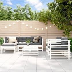 vidaXL Set mobilier de grădină, 7 piese, alb, lemn masiv de pin (3186264)