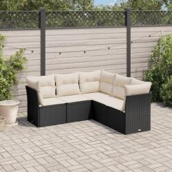 vidaXL Set mobilier de grădină cu perne, 5 piese, negru, poliratan (3217616)