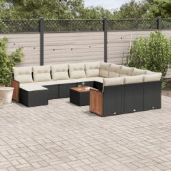 vidaXL Set mobilier de grădină cu perne, 13 piese, negru, poliratan (3228268)