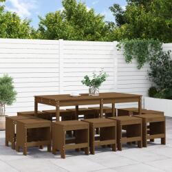 vidaXL Set mobilier de grădină, 13 piese, maro miere, lemn masiv pin (3157724)