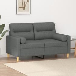 vidaXL Canapea cu 2 locuri cu pernuțe, gri închis, 120 cm, textil (3200814)