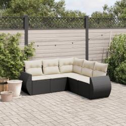 vidaXL Set mobilier de grădină cu perne, 5 piese, negru, poliratan (3253683)