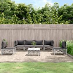 vidaXL Set mobilier de grădină cu perne, 7 piese, alb, oțel (3186844) - comfy