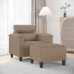vidaXL Fotoliu canapea cu taburet, cappuccino, 60 cm, piele ecologică (3201241)
