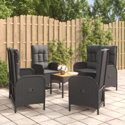 vidaXL Set mobilier de grădină cu perne, 5 piese, negru, poliratan (3185088) - comfy