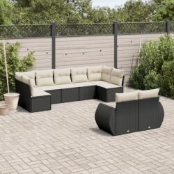 vidaXL Set mobilier de grădină cu perne, 9 piese, negru, poliratan (3254153)