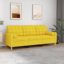 vidaXL Canapea cu 3 locuri cu pernuțe, galben deschis, 180 cm, textil (3200795)