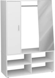 FMD Șifonier cu 4 compartimente și oglindă, alb, 105x39, 7x151, 3 cm (444223) - comfy Garderoba