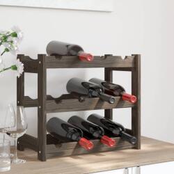 vidaXL Suport sticle de vin, 12 sticle, gri, lemn masiv de pin (373377)
