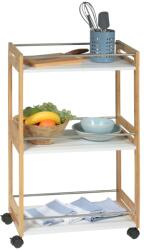 Excellent Houseware Cărucior pentru bucătărie cu 3 rafturi, bambus (442497) - comfy