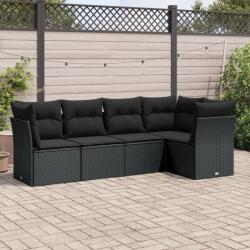 vidaXL Set mobilier de grădină cu perne, 5 piese, negru, poliratan (3249434)
