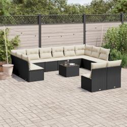 vidaXL Set mobilier de grădină cu perne, 13 piese, negru, poliratan (3250215)