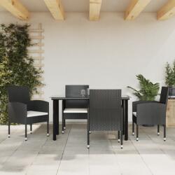 vidaXL Set mobilier de grădină, 5 piese, negru, poliratan și oțel (3203314)