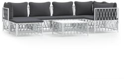 vidaXL Set mobilier de grădină cu perne, 7 piese, alb, oțel (3186894) - comfy