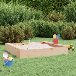 vidaXL Cutie de nisip pătrată cu scaune, lemn masiv de pin (825030)